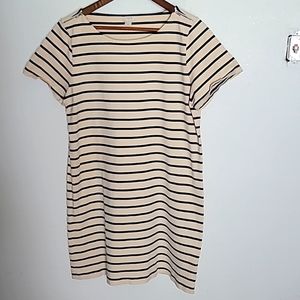 Women's size large J. Crew striped beige t-shirt minidress